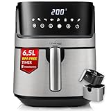 LEHMANN Heißluftfritteuse XL 6,5L, 8 Programme, Große Metallkammer, Digitales...