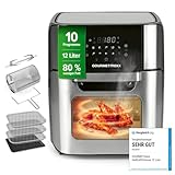 GOURMETmaxx Digitale Heißluftfritteuse 12 L, XXL-Edelstahl-Ofen | Airfryer + Timer,...